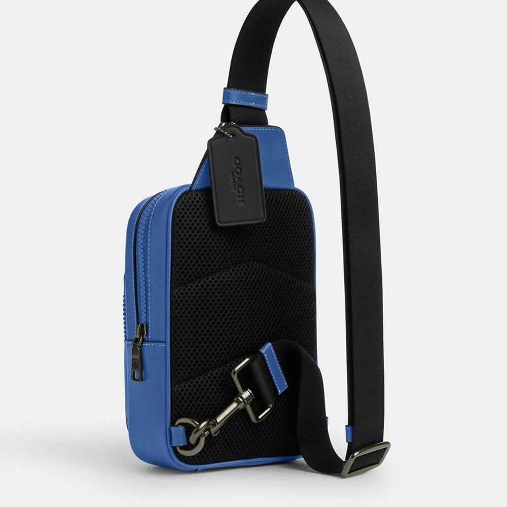 ❤️ Coach Racer Sling Pack Tan/Blue - Picture 3 of 12